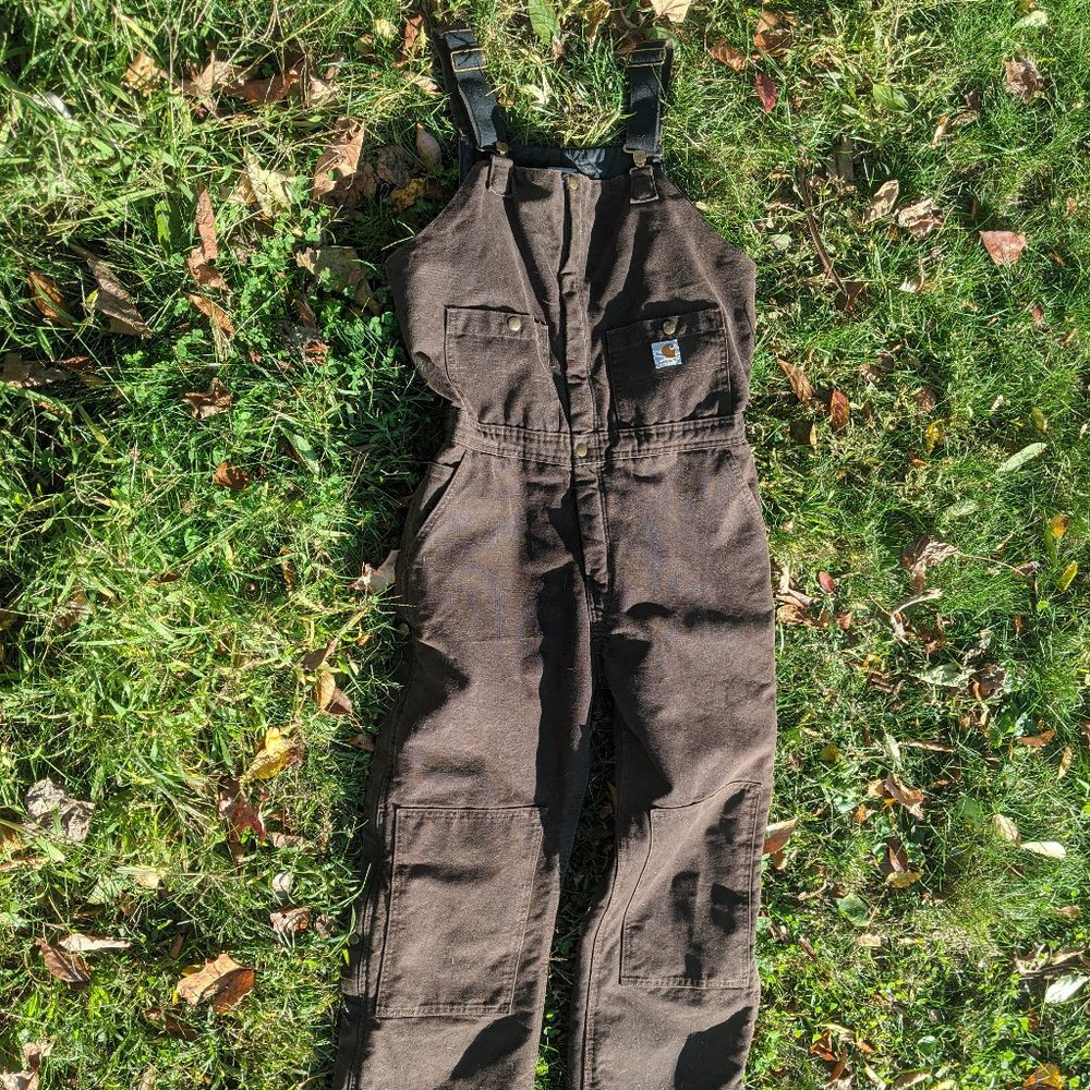 Carhartt Women Brown Insulated Bib Overalls 12x30